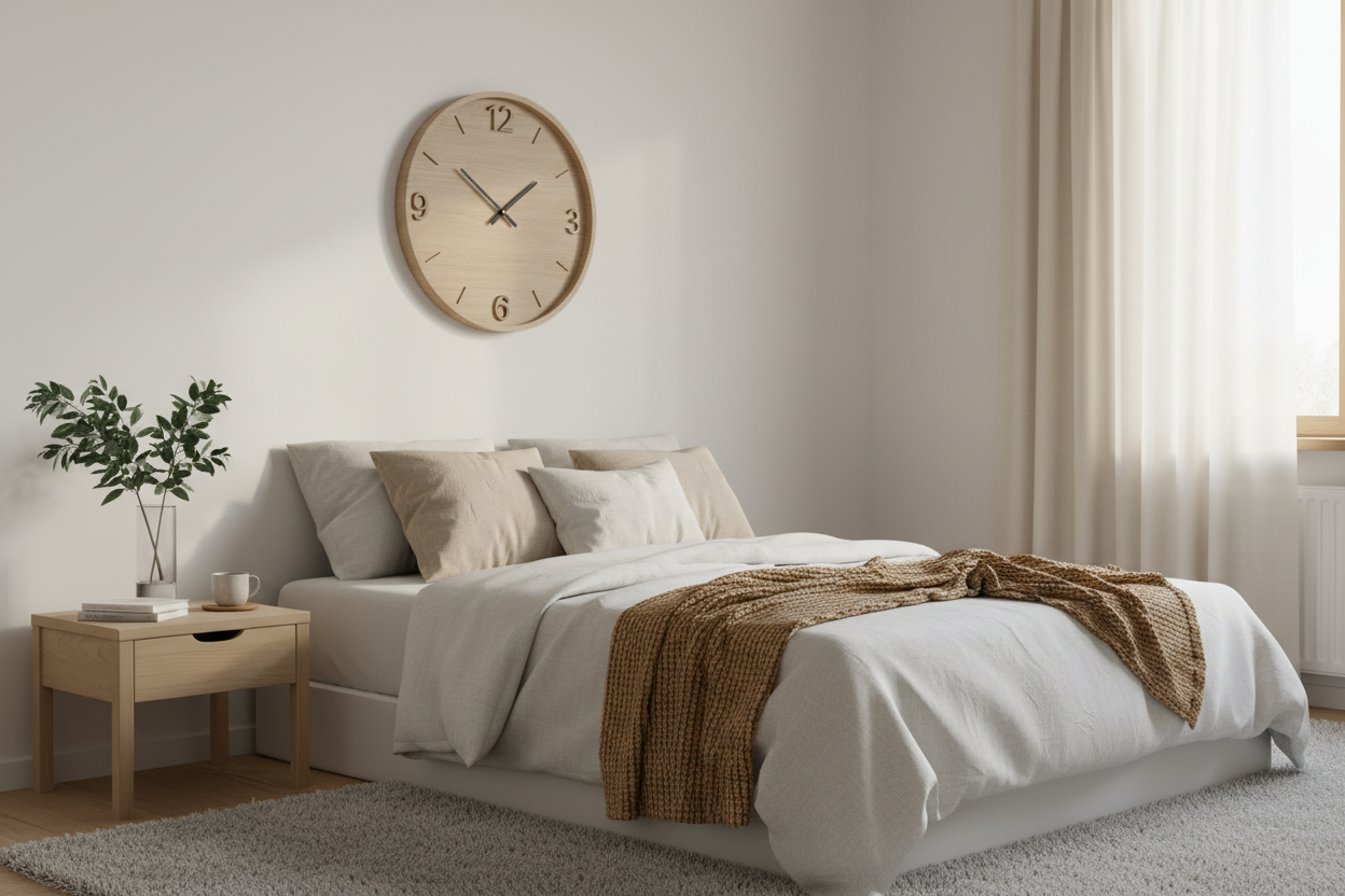 Nordic Wooden Wall Clock | Silent Scandinavian Minimalist Luxury Decor
