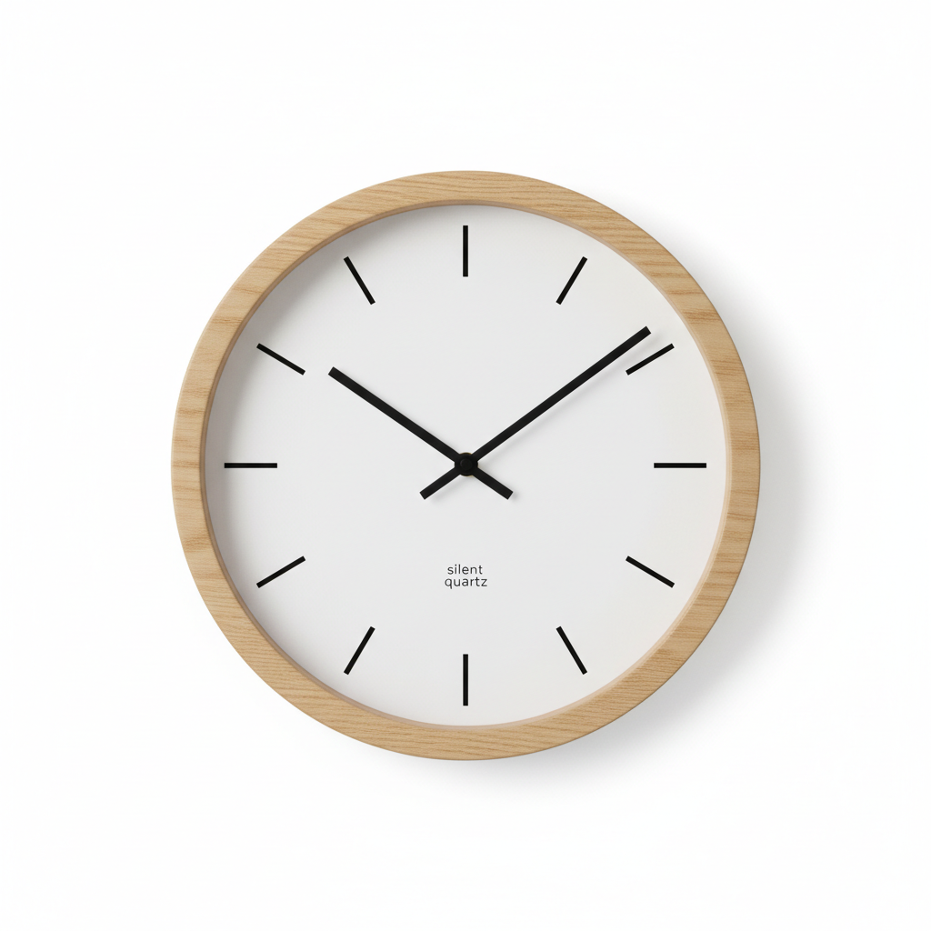 Nordic Wooden Wall Clock | Silent Scandinavian Minimalist Luxury Decor