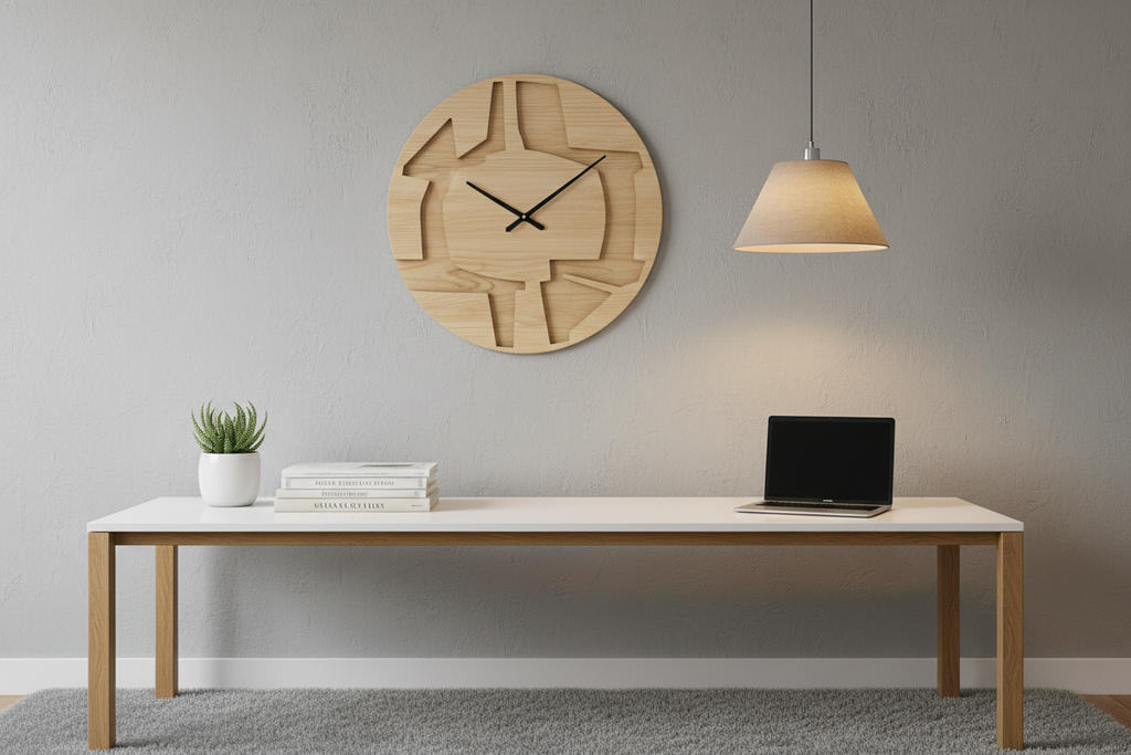 Nordic Wooden Wall Clock | Silent Scandinavian Minimalist Luxury Decor
