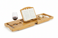 Luxury Bamboo Bath Caddy Tray | Premium Spa Bathtub Organizer & Wine Glass Holder